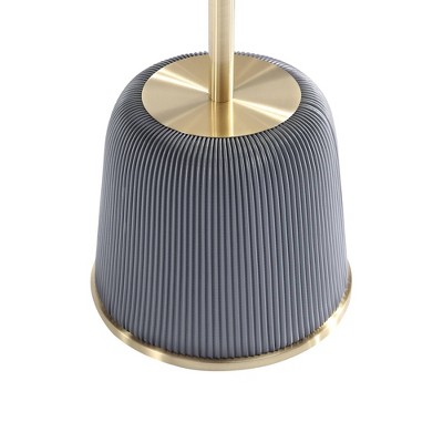 Gold and Gray Metal Round Accent Table with Ridged Base