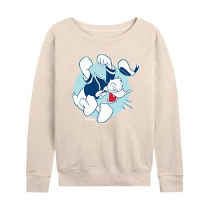 Women's - Disney - Donald Duck's Temper Tantrum Lightweight French Terry Wide Neck Long Sleeve Shirt - 1 of 4