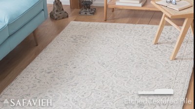 Ivory and Pink Floral Hand-Tufted Wool Area Rug