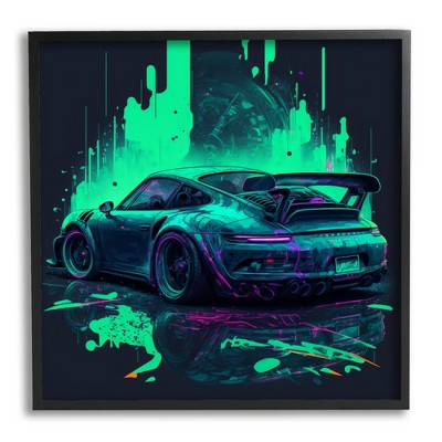 Stupell Industries Urban Sports Car Neon Graffiti Framed Giclee Art