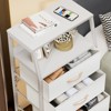 Aoibox White Vertical 5 Drawer Dresser Fabric Storage Tower with Double Shelf Sturdy Steel Frame Wood Top for Bedroom Hallway Nursery - 4 of 4