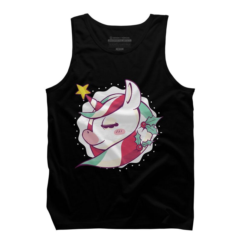 Men's Design By Humans Striped Christmas Unicorn By rasok Tank Top, 1 of 5
