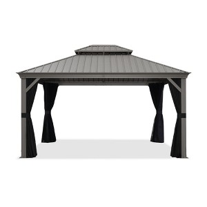PURPLE LEAF Outdoor Hardtop Gazebo with Double Roof Metal Gazebo,Light Gray - 1 of 4