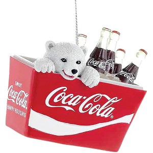 Kurt Adler Ornament for Christmas Tree, Polar Bear Cub in Coke Cooler - 1 of 1