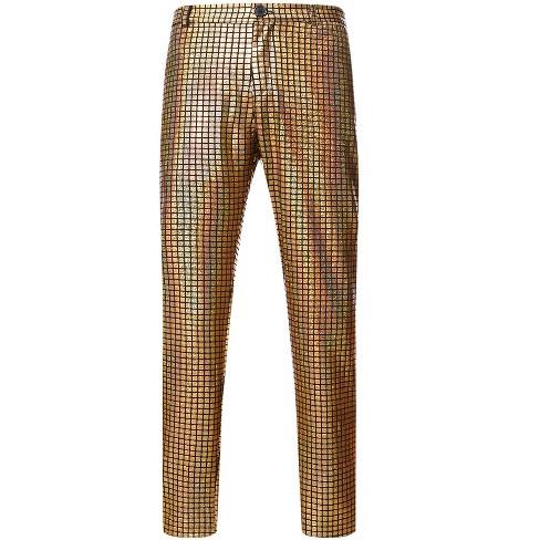 4 Pocket Disco Gold Flare Pants - Gold Disco Ball Men's