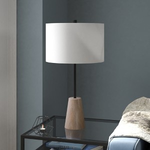 Hudson and Canal 25.5" Limed Oak Table Lamp with Fabric Shade - 1 of 4
