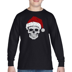LA Pop Art Santa Skull - Boy's Word Art Long Sleeve T-Shirt - 1 of 4