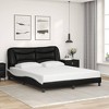vidaXL Black and White Faux Leather Queen Bed Frame - Plywood Slats, PP Fiber Headboard Cushion, Wave Design, 59.8"x79.9" - 2 of 4