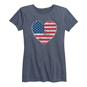 Women's - Instant Message - USA Flag Heart Short Sleeve Graphic T-Shirt - 1 of 4