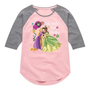 Girls' - Disney Princess - We Rule The World Shirt Tail Raglan Graphic T-shirt - 1 of 4