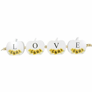 Ganz 27.5 Inch White Pumpkin Garland Sunflowers White Washed Decorative Objects - 1 of 3