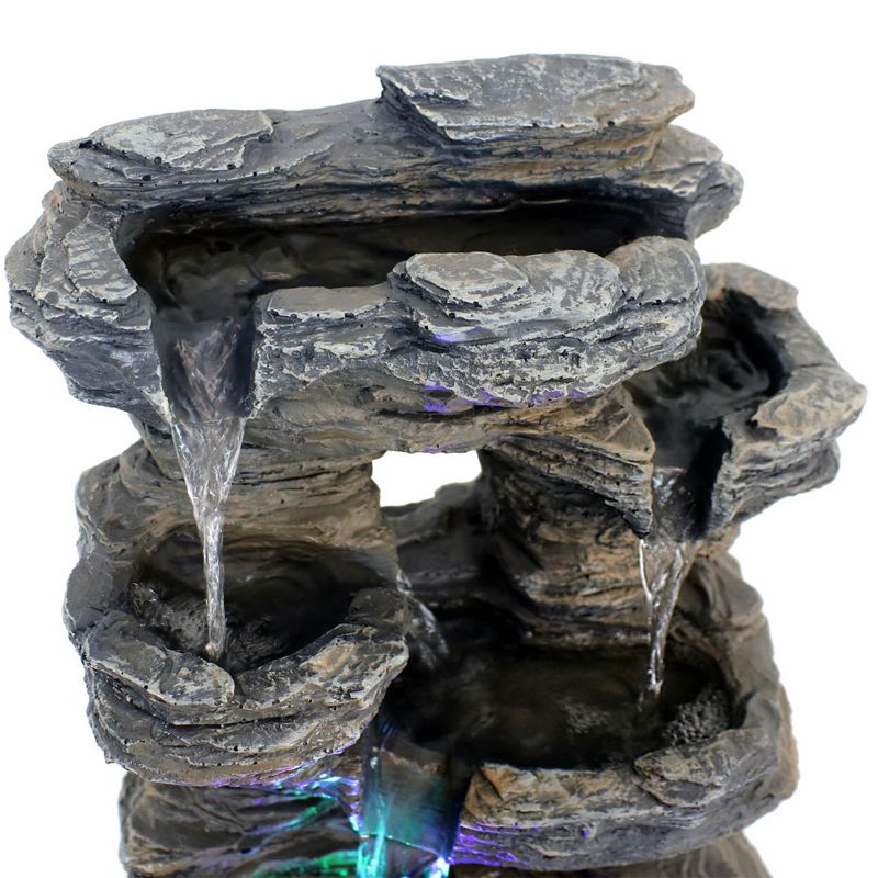 Sunnydaze Indoor Decorative Five Stream Rock Cavern Tabletop Water Fountain with Multi-Colored LED Lights - 13", 6 of 15
