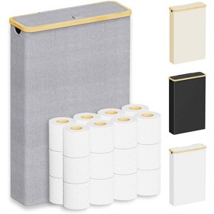 Toilet Paper Organizer with Lid, Holds 24 Regular Rolls or 18 Mega Rolls, Slim Bathroom Organizer - 1 of 4