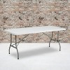 Emma and Oliver 6-Foot Bi-Fold Granite White Plastic Folding Table with Carrying Handle - 2 of 4