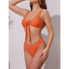 INSPIRE CHIC Women's Lace Up Decoration Push Up Bikini Sets, Wide Strap Top Triangle Bottom Swimwear Bathing Suits 1 Set - 2 of 4