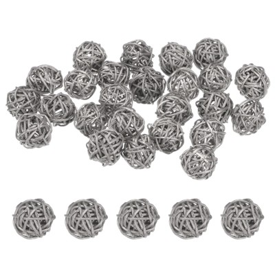 Unique Bargains Wicker Rattan Decorative DIY Crafts Balls 1.2 Inch 25 Pcs