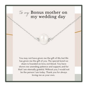 HOPE LOVE SHINE Bonus Mom Wedding Gift – Sterling Silver, 14k Gold & Pearl Necklace from Bride, Jewelry for Stepmom or Bonus Mother - 1 of 1