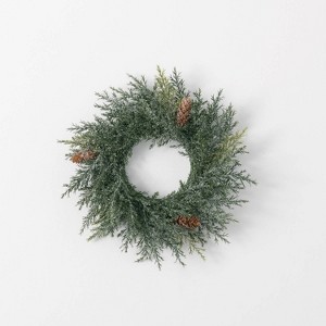 Sullivans Artificial Frosted Arborvitae Wreath - 1 of 4