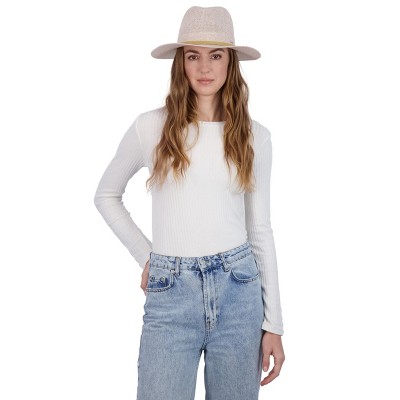 Tahari Women's Lightweight Packable Panama Hat with Faux Suede Band - Panama Hat for Women