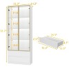 Famapy White Bookcase Glass - Door Storage Cabinet Display Cabinet with LED Lights - Multifunctional Storage Unit - 3 of 4