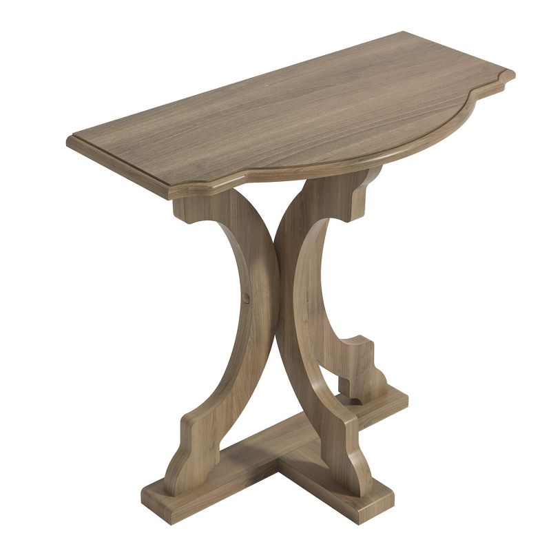 Galano Doynton 23.6 in. W 22.8 in. H Half Moon Solid Wood Side Table in White and Oak, White, Oak, 5 of 15