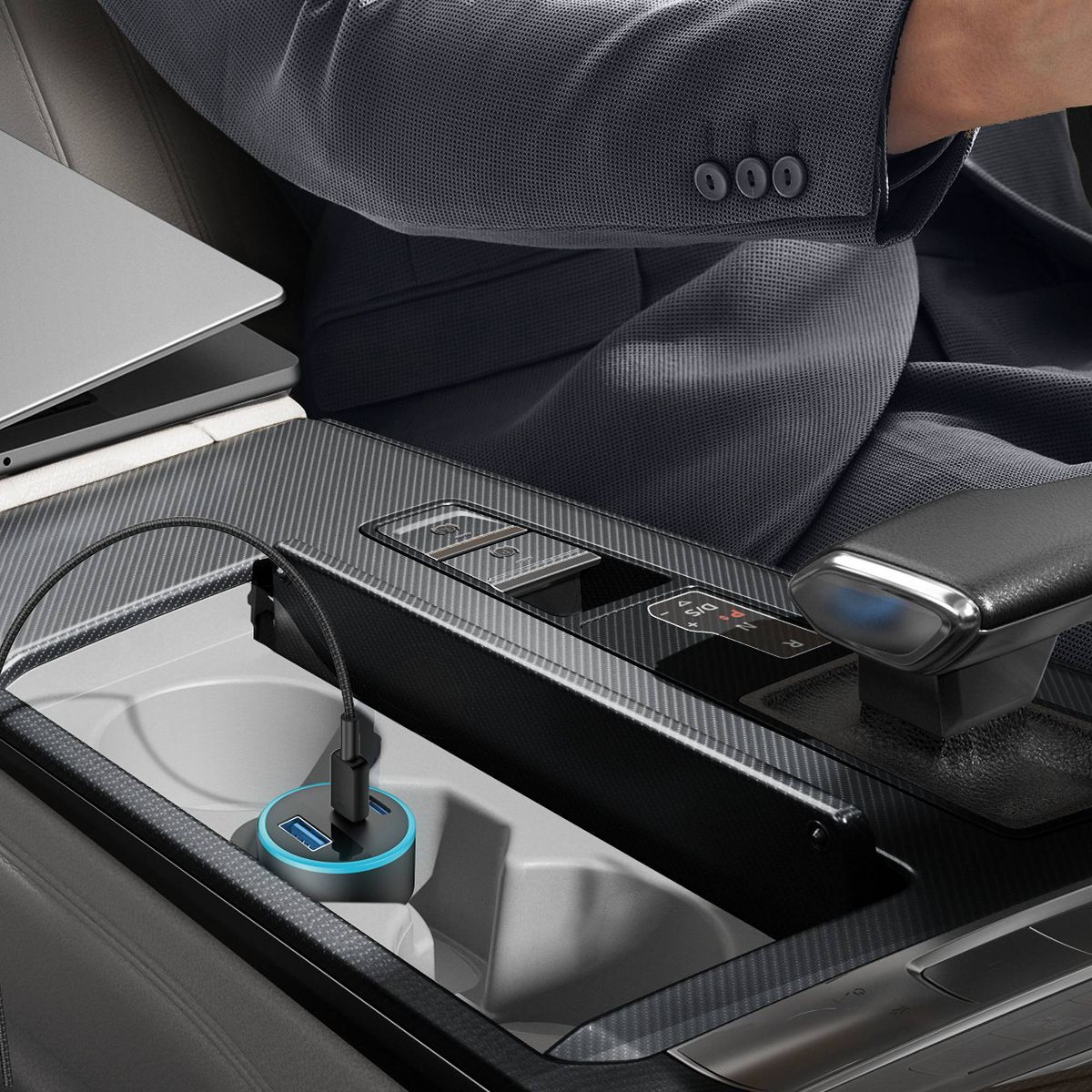 Anker 3-Port 67W Car Charger with 3' USB-C to USB-C Cable - Black: Quick Charge, USB-C Connection - thumbnail 3