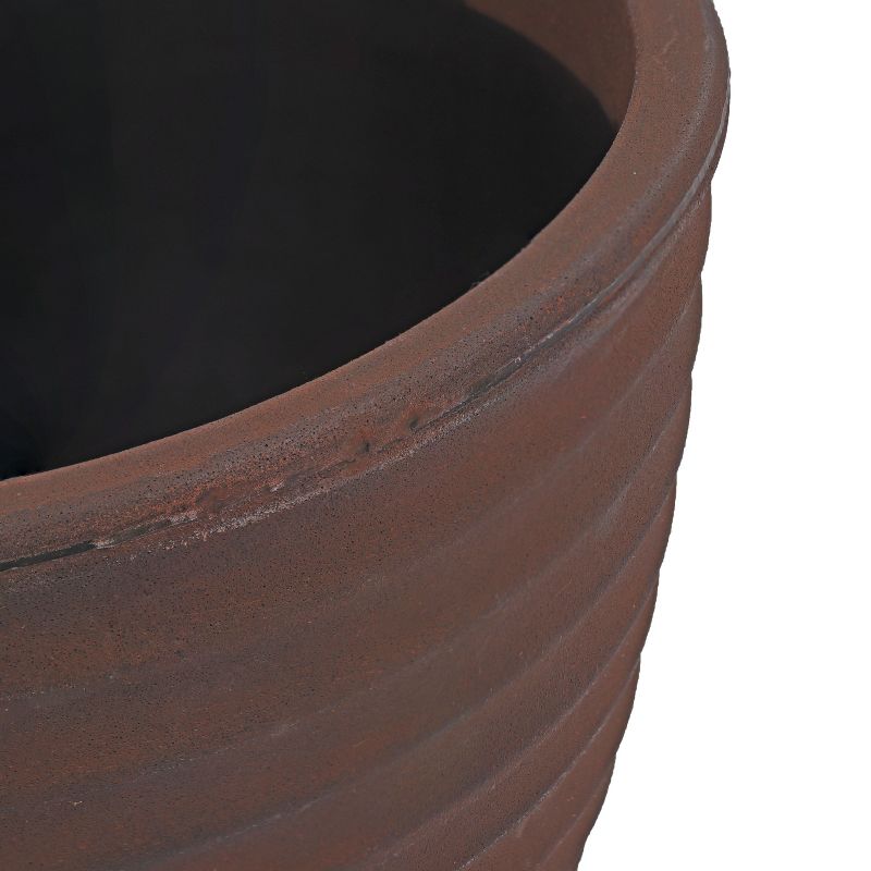 Sunnydaze Indoor/Outdoor Round Ribbed Polyresin Planter Pot with Double Wall Design - Rust - 13", 5 of 9