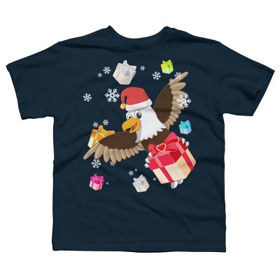 Boy's Design By Humans Santa American Bald Eagle Christmas T-Shirt By thebeardstudio T-Shirt