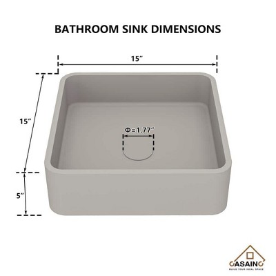 Taupe Clay 15.35'' Ceramic Square Above-Counter Bathroom Sink