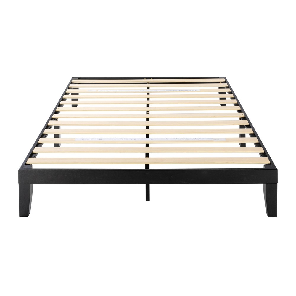 Photos - Bed Best Price Mattress Full 12" Naturalista Classic Solid Wood Platform  Black: Mid-Century Modern, Noise-Free, Non-Slip Sla