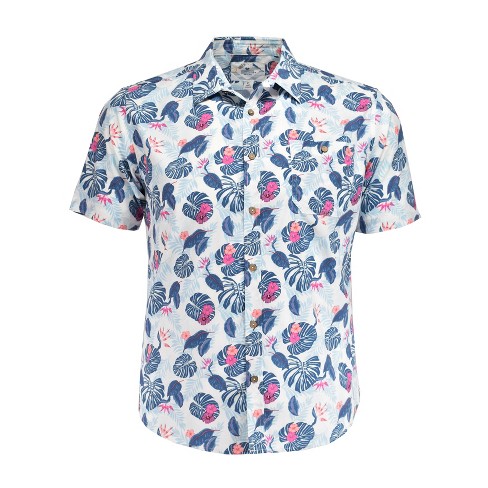 Burnside Men's Tropical Hawaiian Print Shirt | Blue Palm Leaf : Target