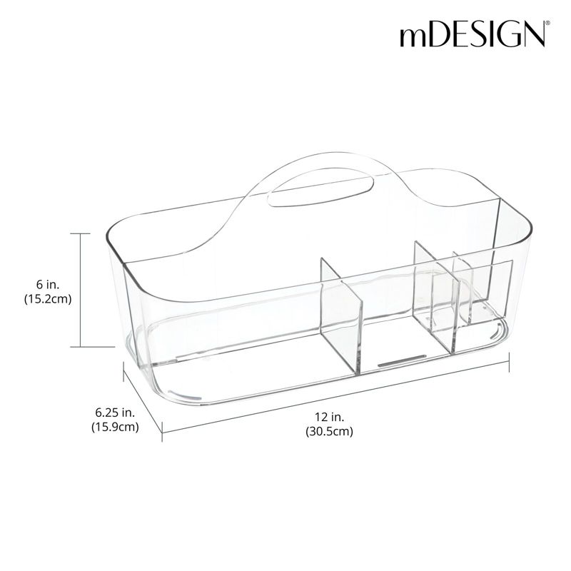 mDesign Plastic Office Storage Organizer Caddy Tote with Handle, 4 Pack - Clear, 4 of 10