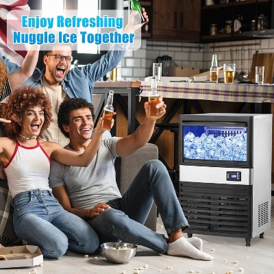 Acekool Commercial Ice Maker Machine, 130Lbs/24H with 27Lbs Storage Bin, Clear Ice Cubes & Automatic Cleaning for Restaurants and Home