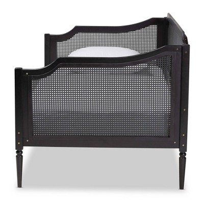 Twin Charcoal Wood and Synthetic Rattan Daybed with Slats