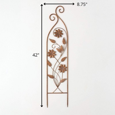 Bronze Graceful Flower Metal Trellis, 42" Tall