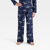 Boys' 2pc Christmas Santa Sleigh Long Sleeve Button-Down Pajama Set - Cat & Jack™ Navy Blue - 4 of 4