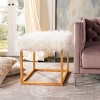 Rowan Contemporary Glam Faux Sheepkin Square Ottoman  - Safavieh - image 2 of 4