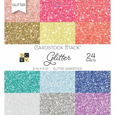 DCWV Single-Sided Cardstock Stack 6"X6" 24/Pkg-Glitter, 12 Colors/2 Each