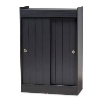 2 Door Leone Finished Wood Entryway Shoe Storage Cabinet Black - Baxton Studio