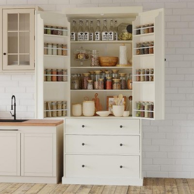 Kitchen Pantry Cabinet with 3 Adjustable Shelves, 8 Door Racks, 3 Drawers, Freestanding Tall Storage Cupboard for Kitchen or Dining Room-The Pop Home