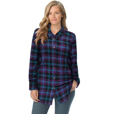 Woman Within Plus Size Classic Flannel Shirt