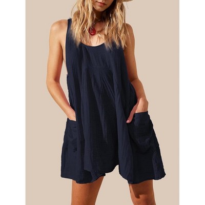 Womens Summer Dresses Scoop Neck Sleeveless Casual Tank Dress T Shirt Sundress Flowy Swing Mini Dresses with Pocket