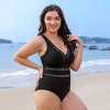Women's Plus Size Mesh V-neck One-piece Swimsuit - Cupshe - 3 of 4