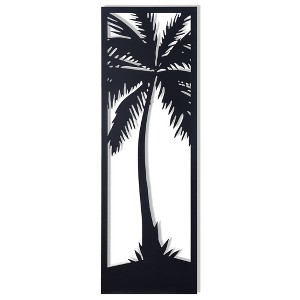 Lone Palm I Laser Cut Metal Wall Art Black - StyleCraft: Iron Botanical Sculpture, Nautical Decor, 36"x12" - 1 of 4