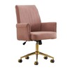 Angel Sar Mid-Back Ergonomic Office Chair with Lift Function, Pink Striped Fabric Chair with Gold Base, Adjustable Task Chair for Home Office - 4 of 4