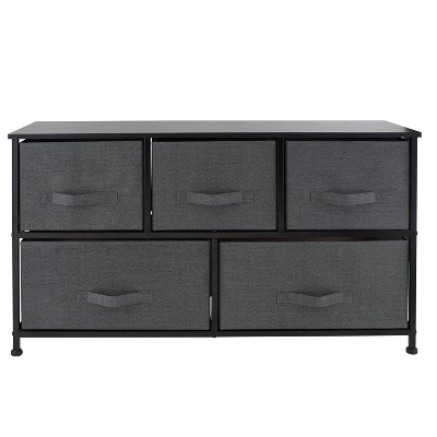Simplify 5 Drawer Storage Chest Gray: Plastic Dresser Storage, Utility Cabinet, Universal Storage, 40 lb Capacity