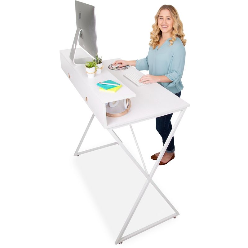 Joy Standing Desk – 48” Stand-up Workstation with Cubbies – White Finish – Stand Steady, 5 of 9