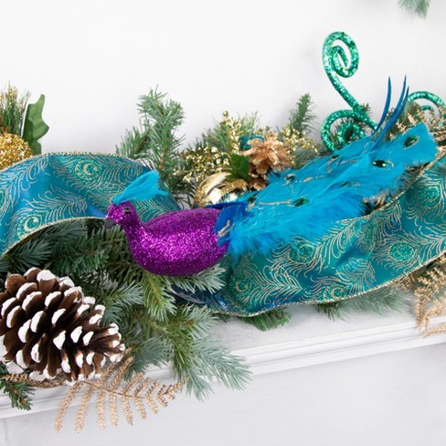 Teal Blue Peacock Clip On Craft Birds - Christmas Tree Decorations