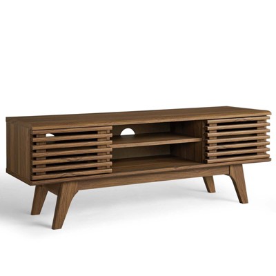 Walnut 46" Mid-Century Modern Media Console with Cabinet
