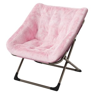 Folding Saucer Chairs for Adults, 300 LB Capacity Comfy Faux Fur Lazy Chair with Metal Frame, No Assembly Required for Bedroom Dorms Apartments - 1 of 4